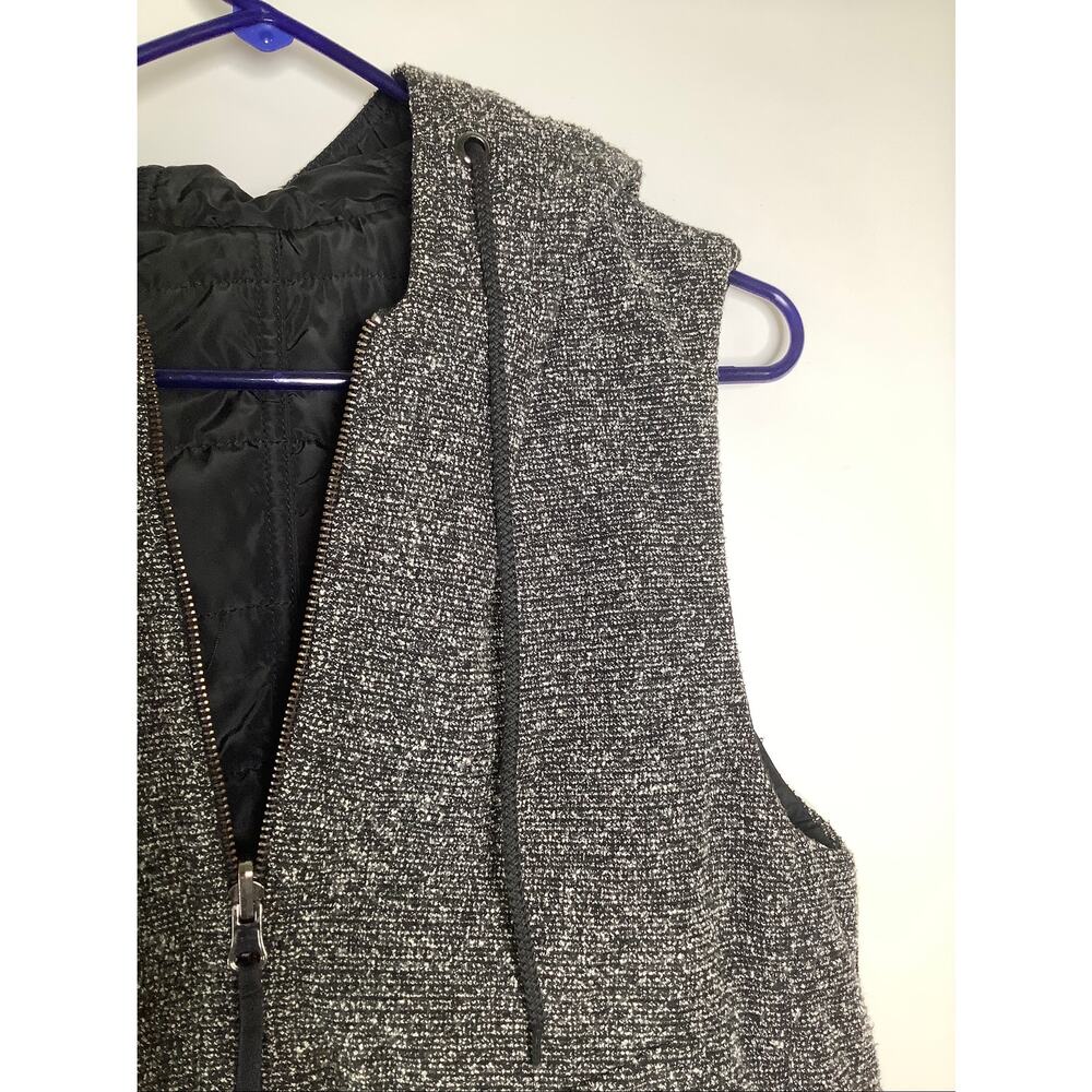 Dita Womens Small Gray Black Full Zip Tweed Knit Hooded Vest Streetwear HR9-10 - Picture 3 of 8